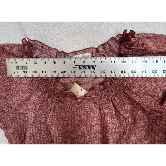 Universal Thread Womens Floral Balloon Sleeve Ruffle Blouse Top Small Pink New - Picture 5 of 7